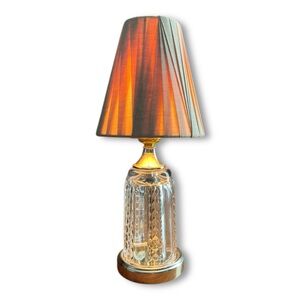 Vintage Petite Cut Glass & Brass Accent Lamp|Hollywood Regency | Handmade Shade